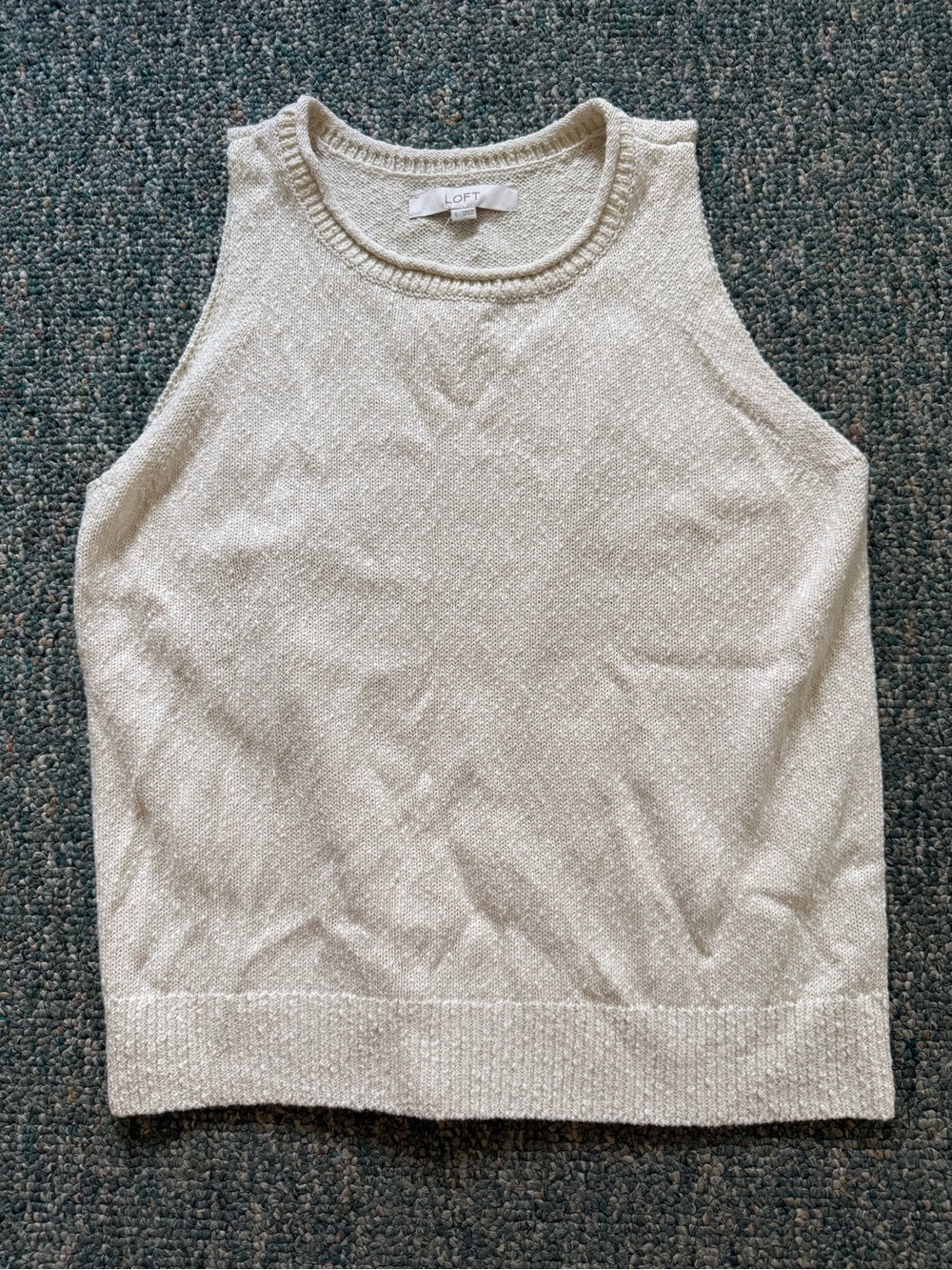 LOFT Oatmeal Knit Sweater Tank - NWT, Size L